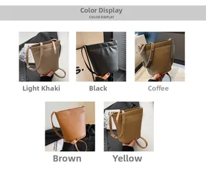 Détail de sacs seaux élégants montrant diverses couleurs et texture de cuir premium