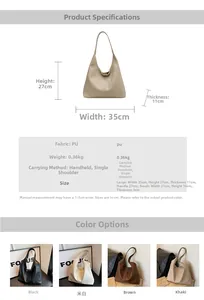 Detailed size specifications for large and small PU leather hobo shoulder bags