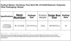 Specifications for white knitted Christmas tree skirt made of polyester fiber