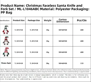 Tabla de tallas para fundas de cubiertos de gnomos navideños con rayas rojas
