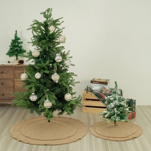 Gonne per albero di Natale in iuta di due dimensioni con bordi sfrangiati per decori rustici