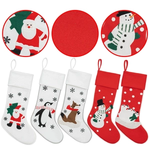 Christmas stockings set with Santa, Penguin, Fox, Snowman and Polar Bear patterns