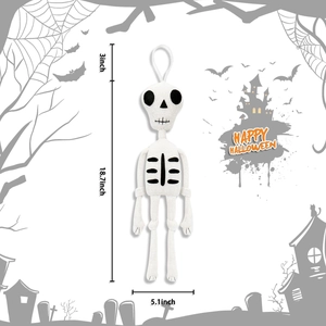 Bambola di scheletro in maglia da 47,5 cm da appendere per decoro Halloween