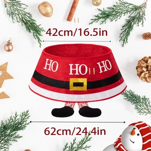 Red Santa style Christmas tree collar with 3D elf legs and HO HO HO text decoration