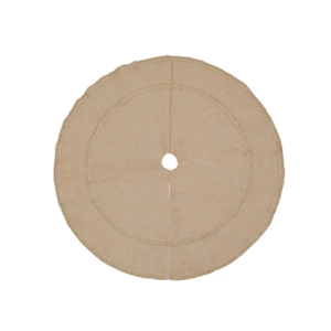 Gonna per albero di Natale in lino beige con nappe e frange per decorazioni festive