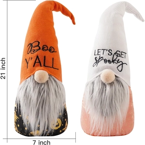 Lot de 2 nains d'Halloween de 21 pouces avec chapeaux tricotés et motifs citrouille