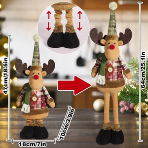 Detailed comparison of Christmas reindeer plush with telescopic legs from 47cm to 64cm