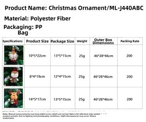 Größentabelle mit Maßen für Weihnachtsmann, Schneemann und Elch Weihnachtsanhänger
