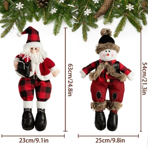 Plüschfiguren Set Weihnachtsmann und Schneemann mit festlichem Dekor und Maßen