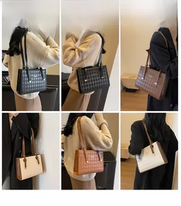 Detailed grid view of quilted tote bags in black, beige, and brown with metal locks