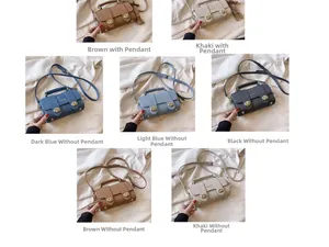 Detailed grid view showing various colors of pebbled PU leather handbags with metal clasps