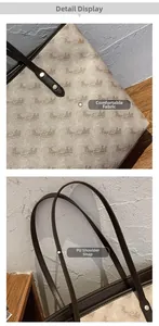 Detail of high-capacity tote bag showing textured fabric and reinforced PU leather straps