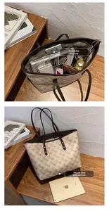 Macro shot of spacious interior and zipper closure on tote bag with horse print