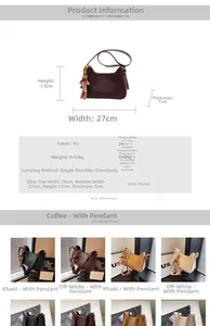 Size chart showing 27x17x7cm dimensions for this minimalist PU leather crossbody bag