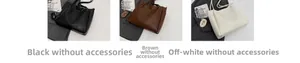 Detailed comparison of woven texture tote bags in black, brown, and off-white colors