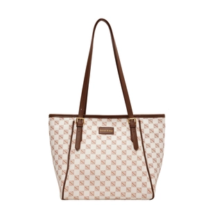 Classic checkered tote bag with brown leather handles and large capacity design
