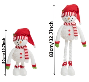Detailed comparison showing 50cm short and 83cm telescopic height of the snowman decor