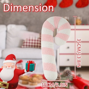 Dettaglio del cuscino peluche a bastoncino di zucchero rosa alto 35cm e soffice