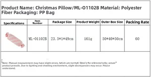 Spécifications de taille et de matériau pour le coussin de Noël en peluche forme bonbon