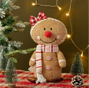 Christmas gingerbread man plush doll with chef hat and red scarf festive home decoration