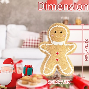 Coussin en peluche bonhomme de pain d'épices 24cm pour décoration de Noël