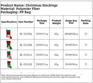 Detailed size chart for Christmas socks featuring cat, dog, snowman, and elk designs
