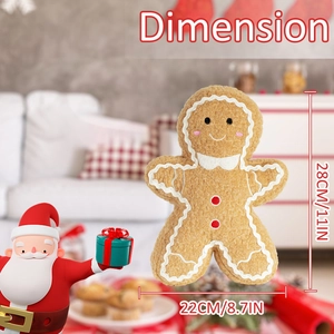 Vue détaillée montrant les dimensions du doudou bonhomme de pain d'épices 28cm