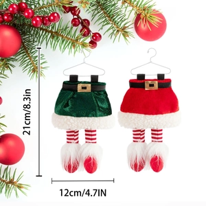 Décorations de sapin de Noël en forme de jambes d'elfe rouges et vertes, hauteur 21cm