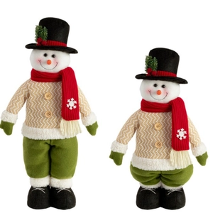 Set di pupazzi di neve natalizi in peluche con gambe allungabili e abiti in maglia