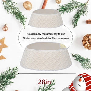 28 inch cream knitted Christmas tree collar with elegant diamond textured pattern