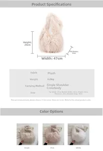 Spécifications de taille et détails du matériau pour sacs à bandoulière en peluche