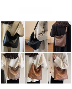 Three-color hobo bag set with bohemian patterned wide shoulder straps for daily commute