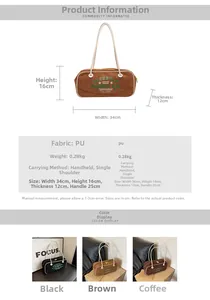 Guide des tailles détaillé avec mesures pour le grand sac à bandoulière en simili cuir