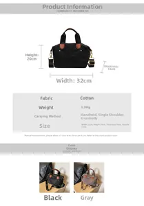 Detailed size guide for nylon tote bag with 32cm width and 20cm height specifications