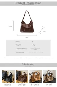 Detailed dimension chart and weight specs for large PU chain backpack showing 33cm base width