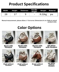Detailed size specifications for small half-moon PU leather crossbody saddle bag with dimensions