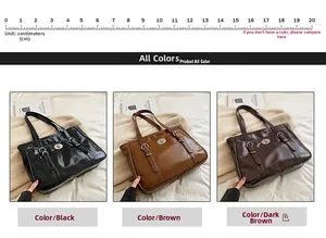 Detailed comparison of vintage leather tote bags in black, brown, and coffee brown colors