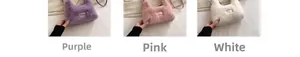 Sacs portés épaule en peluche violet, rose et blanc avec texture fausse fourrure