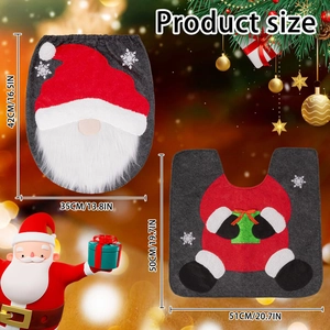 Christmas faceless doll toilet seat cover and rug set with detailed size measurements