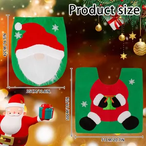 Weihnachts-WC-Sitzbezug und Teppich-Set mit Maßen in festlichem Rot-Grün-Design