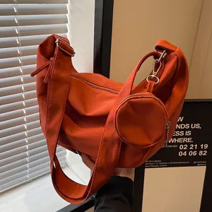 Sac Hobo en Toile de Grande Capacité pour Femmes Sac à Épaule Croissant Minimaliste Avec Pochette Amovible Sac Bandoulière Décontracté