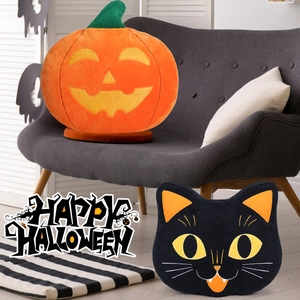 Halloween Pumpkin Plush Pillow Soft Velvet Jack-O-Lantern Black Cat Ghost Cushion For Home Party Decor Festive Gift