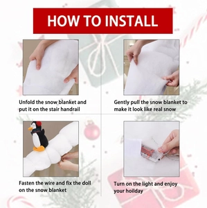 Christmas penguin slide snow blanket set with LED lights for stair rail decoration