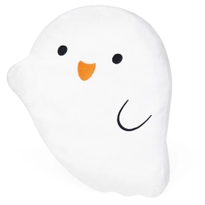 Cute white ghost plush pillow with embroidered details for Halloween sofa decoration
