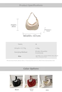 Détails du grand sac hobo en toile avec dimensions et bandoulière réglable pratique