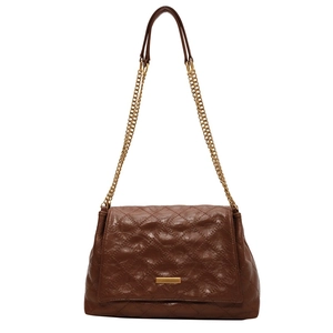 Sac bandoulière marron matelassé avec chaîne dorée et coutures à motif de losange
