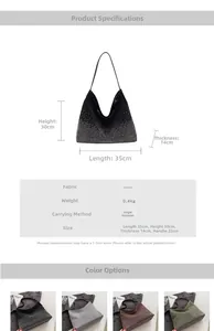 Specifiche dettagliate delle dimensioni per una borsa hobo in pelle scamosciata