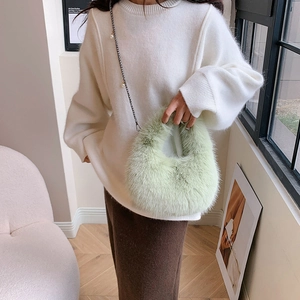Bolso de Hombro de Piel Sintética para Mujer Bolso Hobo de Media Luna Minimalista Con Correa de Cadena y Perla Otoño Invierno