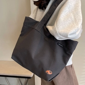 Bolso tote de lona gris carbón de gran capacidad para uso diario casual y universidad