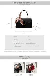 Size chart showing dimensions for the minimalist PU leather shoulder bag with silk scarf